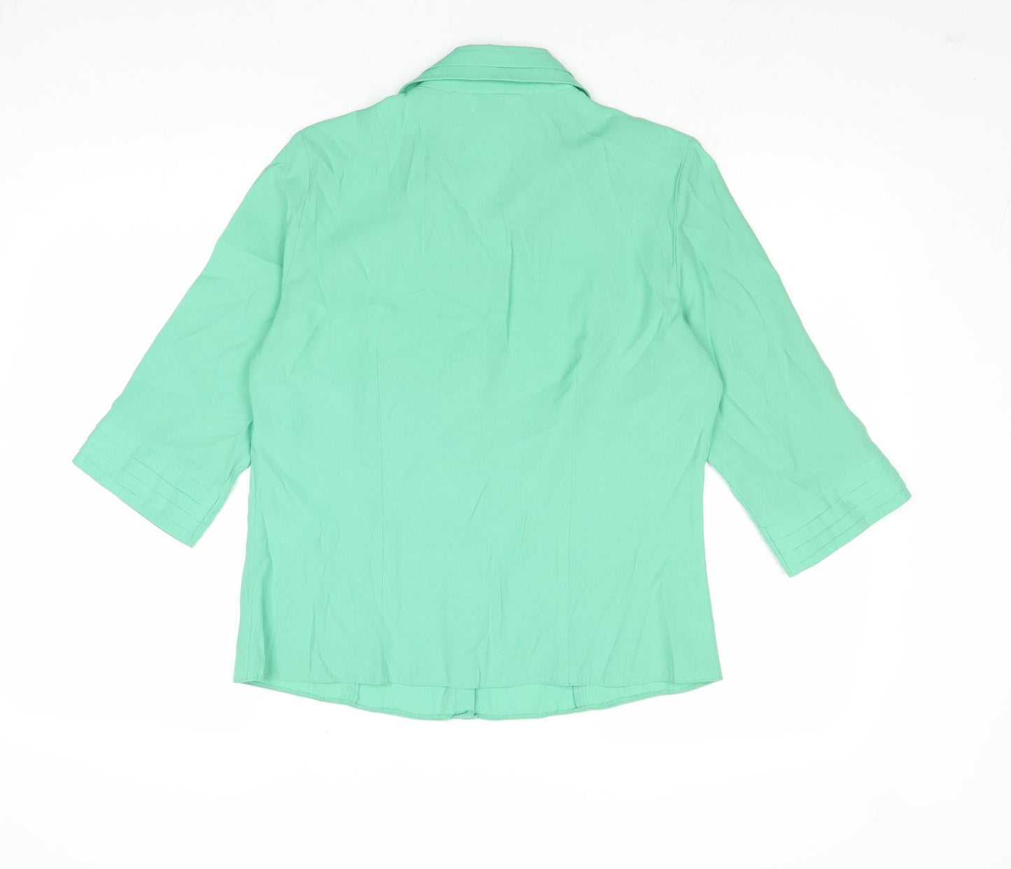 BHS Womens Green Polyester Basic Button-Up Size 14 Collared