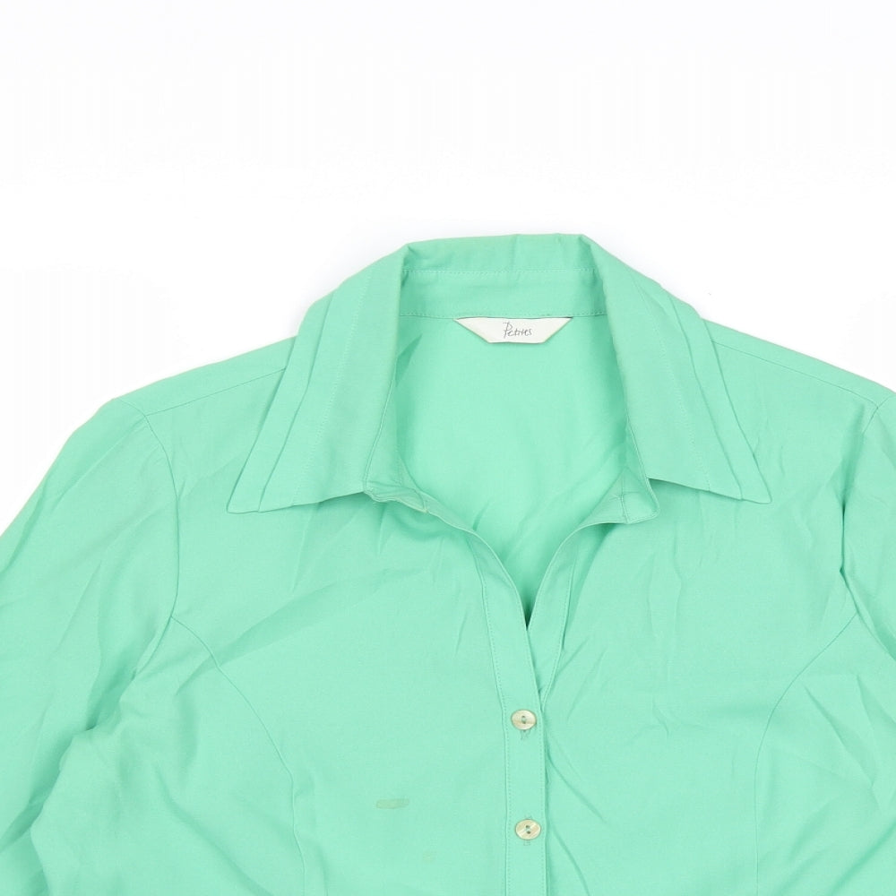 BHS Womens Green Polyester Basic Button-Up Size 14 Collared