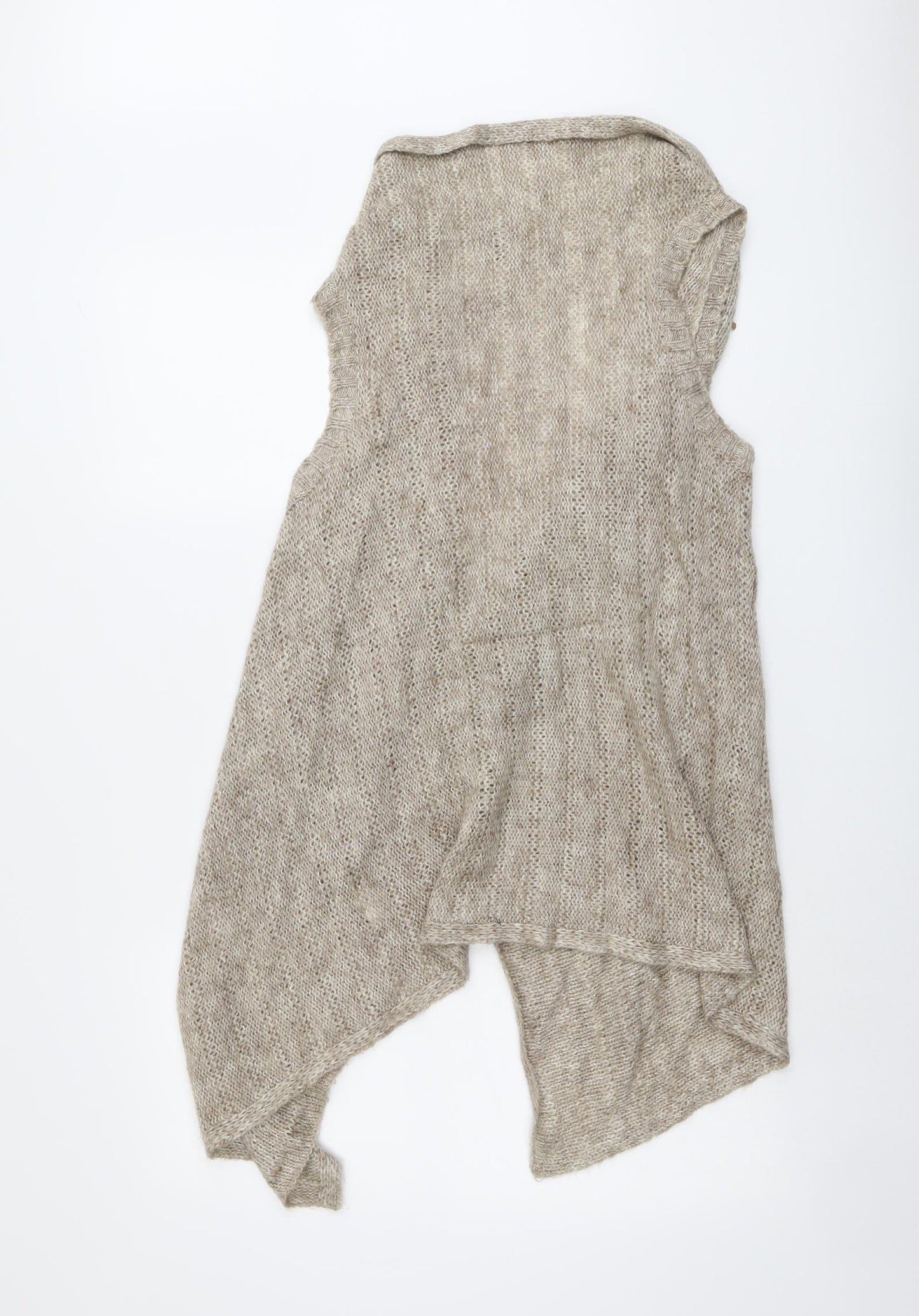 Tara Womens Beige V-Neck Acrylic Cardigan Jumper Size S