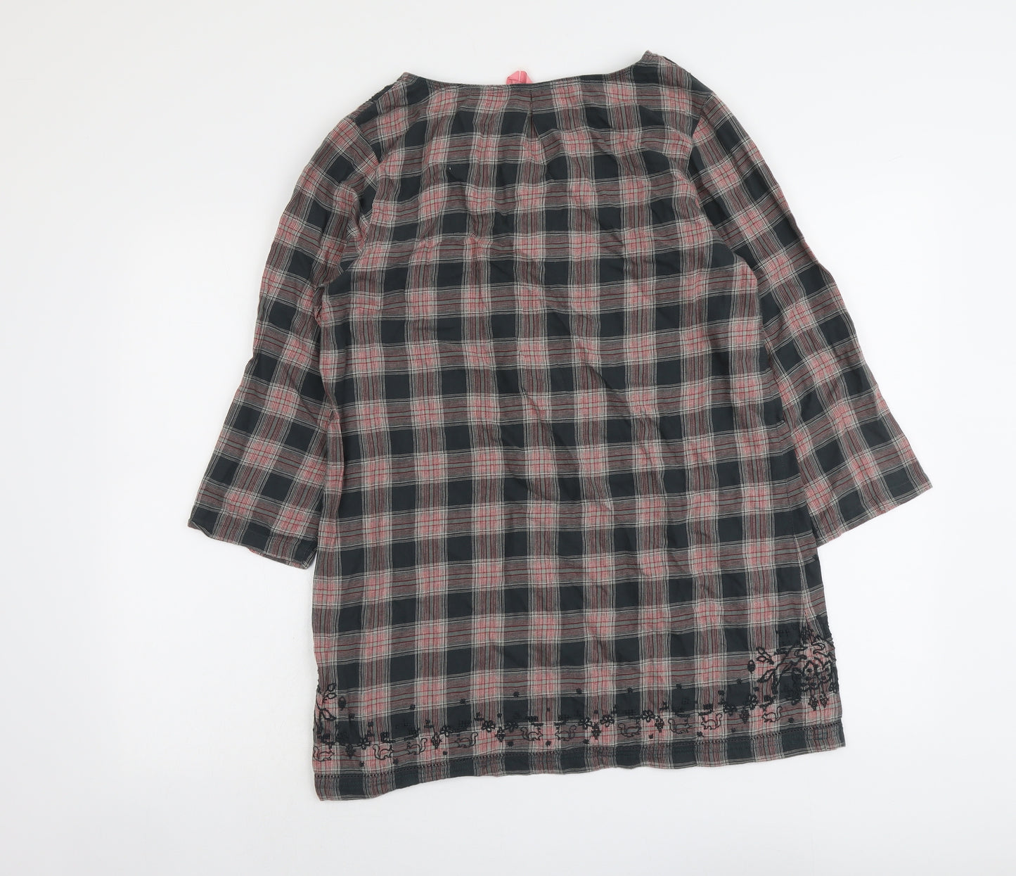 White Stuff Womens Grey Geometric Cotton Basic Blouse Size 12 V-Neck
