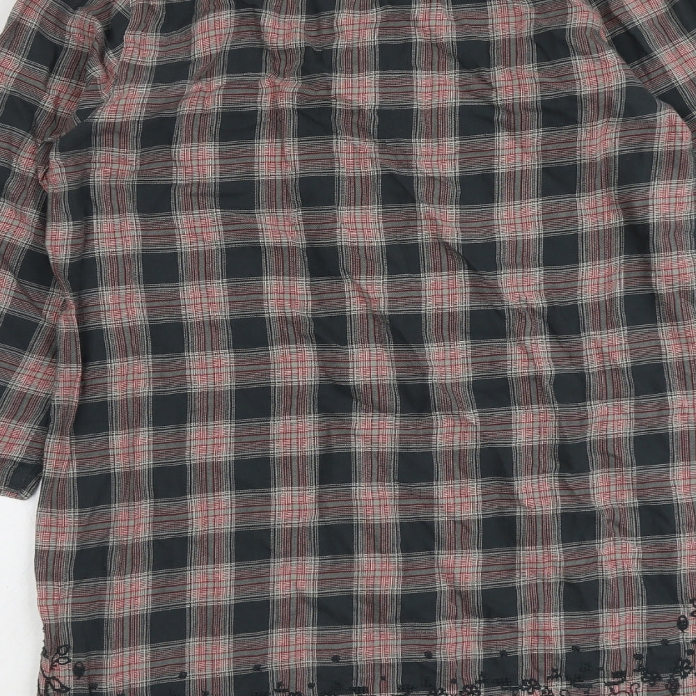 White Stuff Womens Grey Geometric Cotton Basic Blouse Size 12 V-Neck