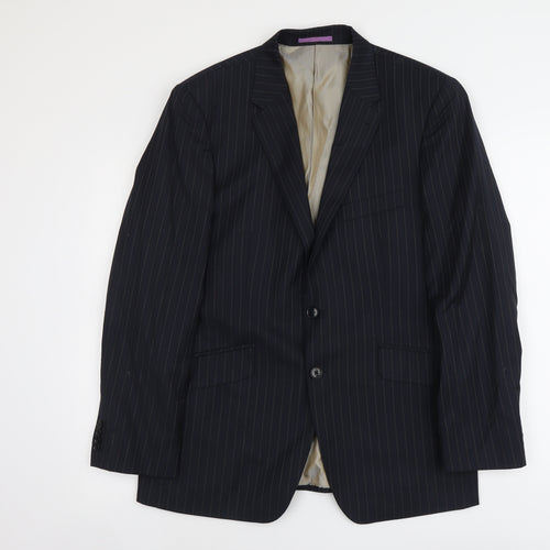 NEXT Mens Black Striped Wool Jacket Suit Jacket Size 40 Regular