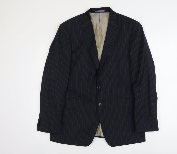 NEXT Mens Black Striped Wool Jacket Suit Jacket Size 40 Regular