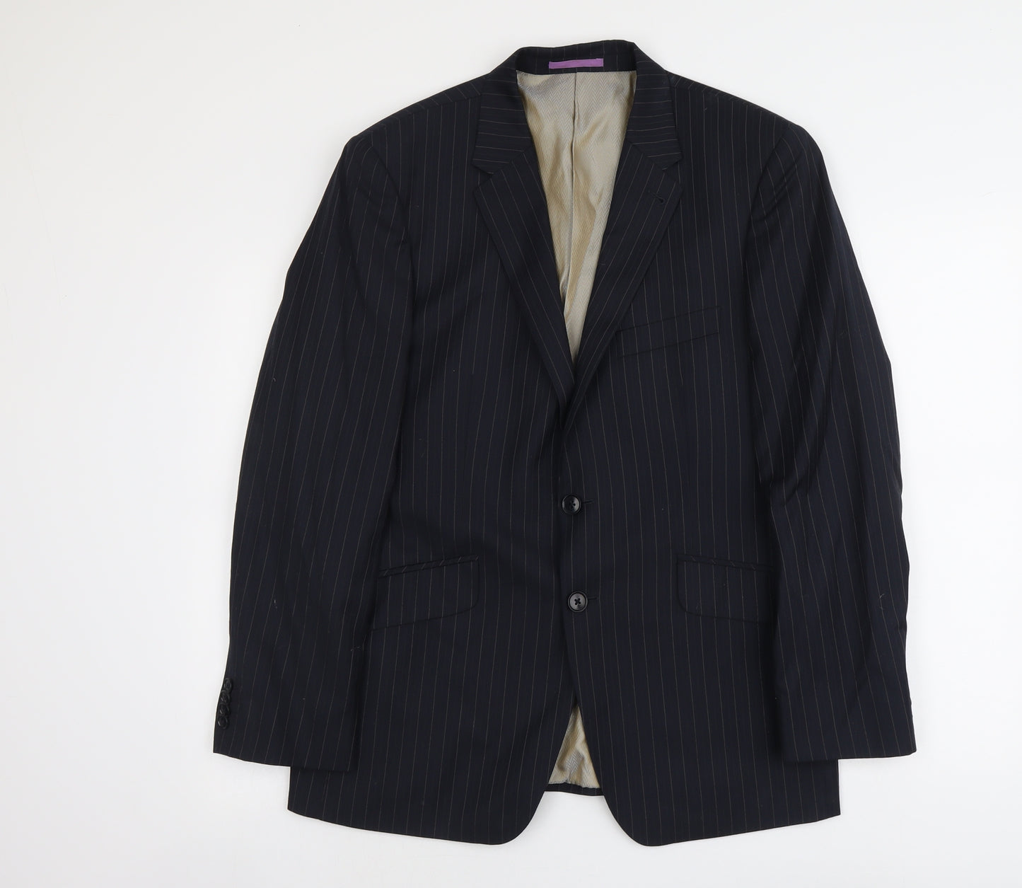 NEXT Mens Black Striped Wool Jacket Suit Jacket Size 40 Regular