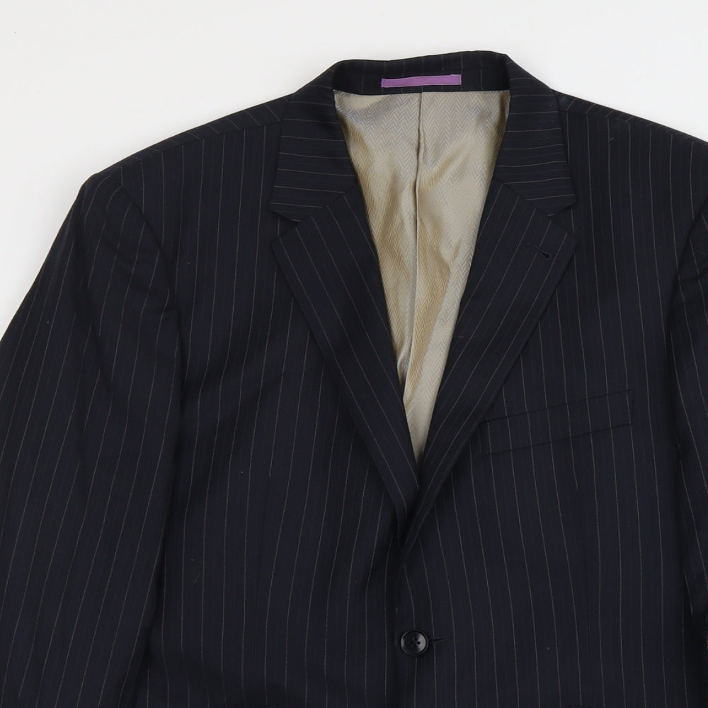 NEXT Mens Black Striped Wool Jacket Suit Jacket Size 40 Regular