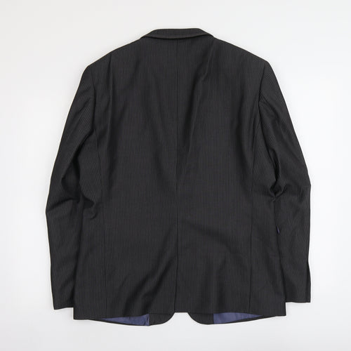NEXT Mens Grey Striped Polyester Jacket Suit Jacket Size 42 Regular