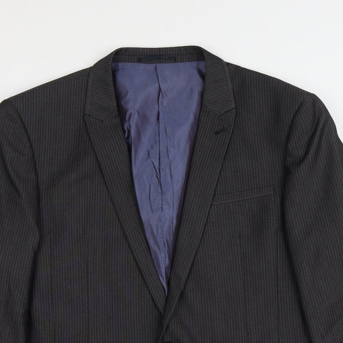 NEXT Mens Grey Striped Polyester Jacket Suit Jacket Size 42 Regular
