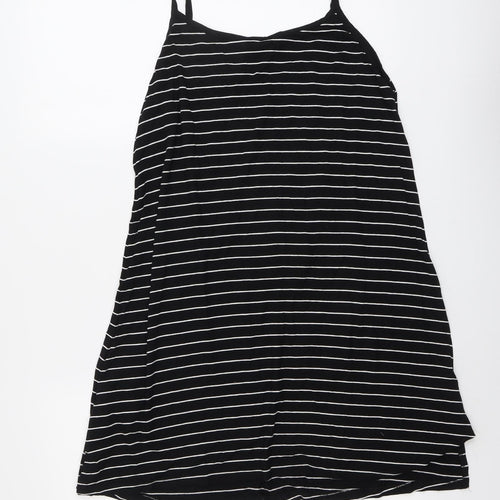 Blooming Marvellous Womens Black Striped Viscose Tank Dress Size 12 V-Neck Pullover