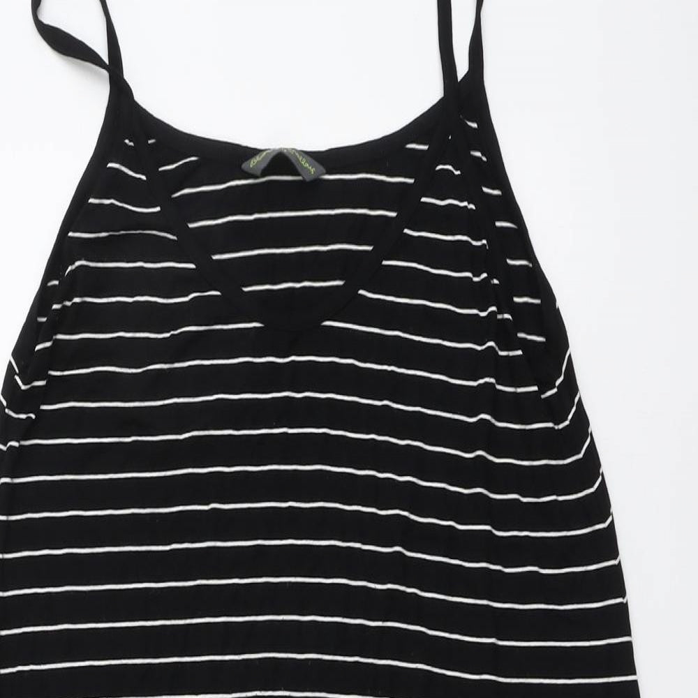 Blooming Marvellous Womens Black Striped Viscose Tank Dress Size 12 V-Neck Pullover