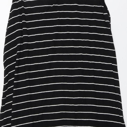Blooming Marvellous Womens Black Striped Viscose Tank Dress Size 12 V-Neck Pullover