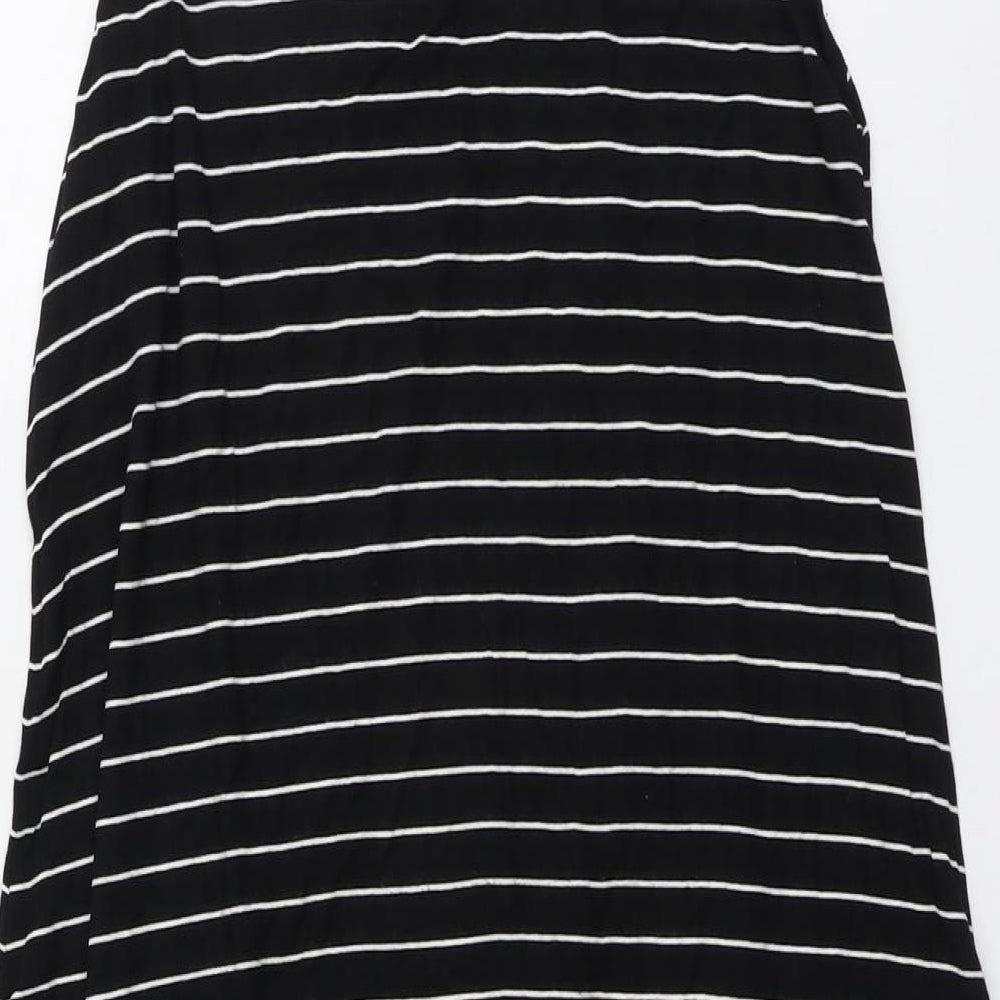 Blooming Marvellous Womens Black Striped Viscose Tank Dress Size 12 V-Neck Pullover