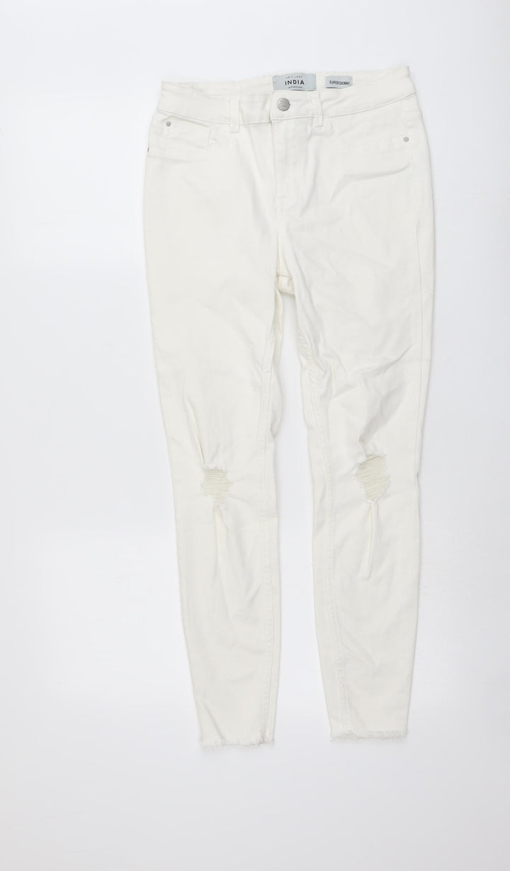 New Look Womens Ivory Cotton Jegging Jeans Size 10 L26 in Regular Button