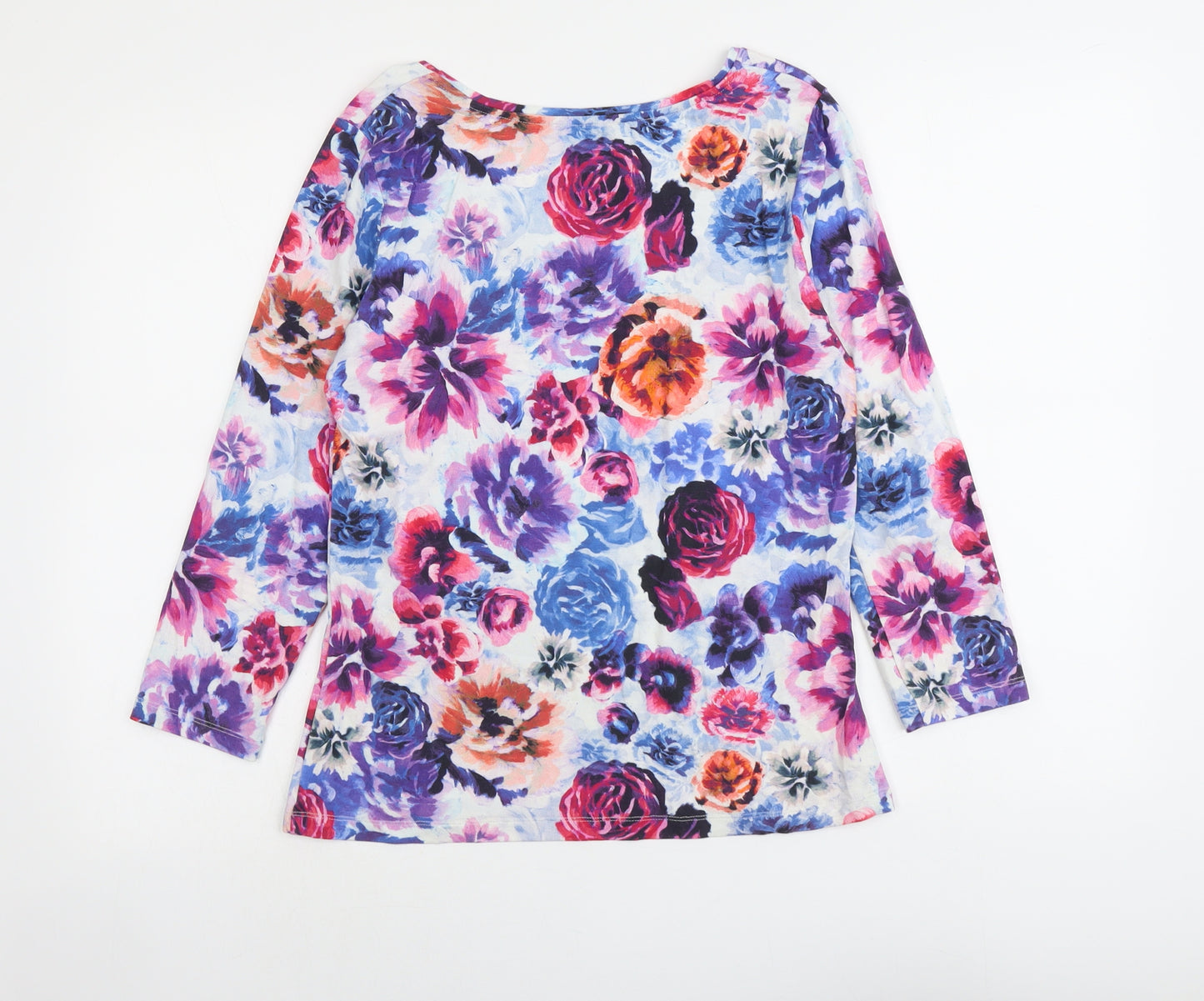 Artigiano Womens Multicoloured Floral Viscose Basic T-Shirt Size 12 Scoop Neck