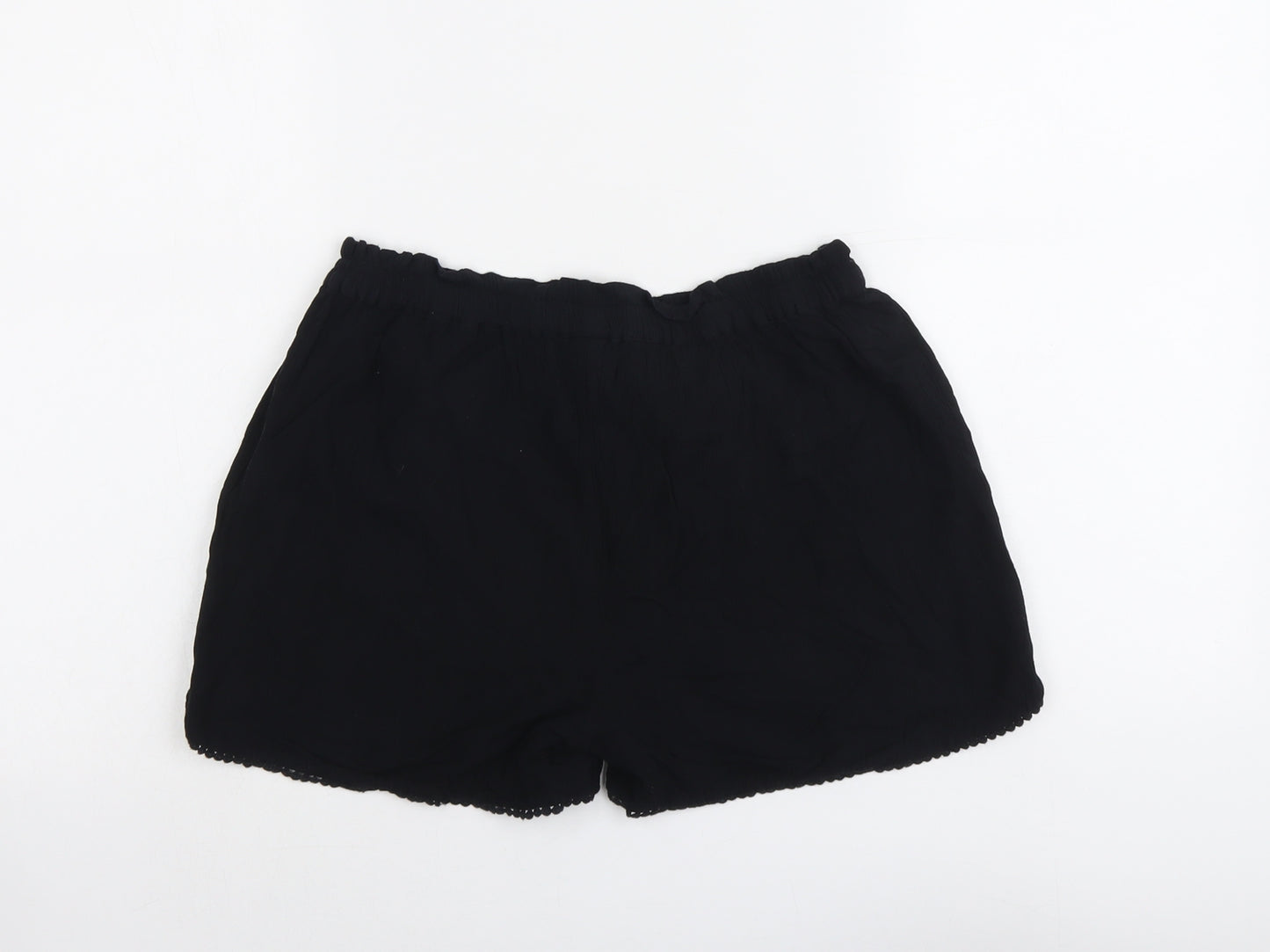 NEXT Girls Black Viscose Sweat Shorts Size 11 Years Regular Drawstring