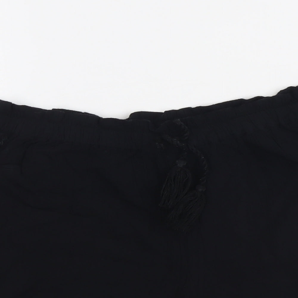 NEXT Girls Black Viscose Sweat Shorts Size 11 Years Regular Drawstring