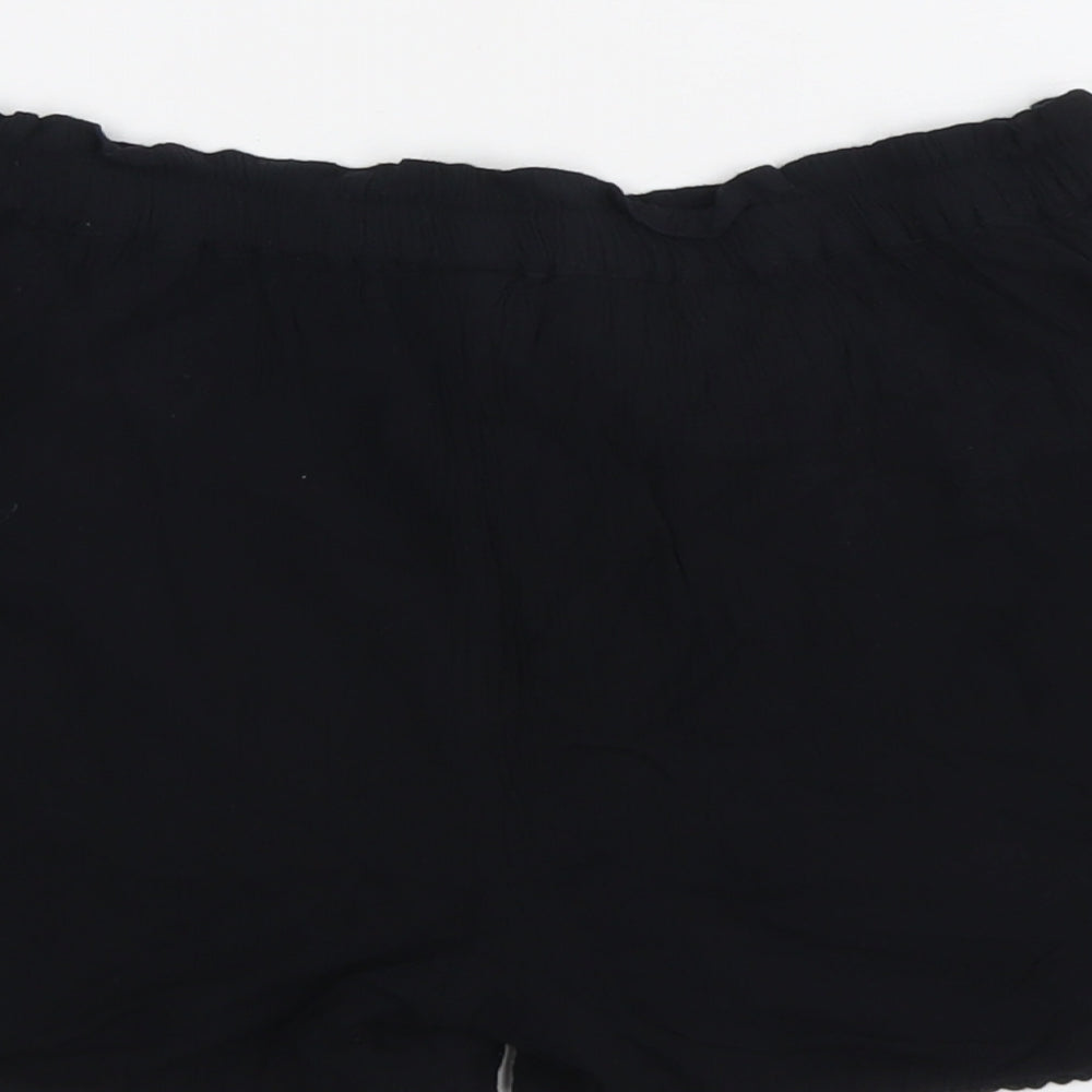NEXT Girls Black Viscose Sweat Shorts Size 11 Years Regular Drawstring