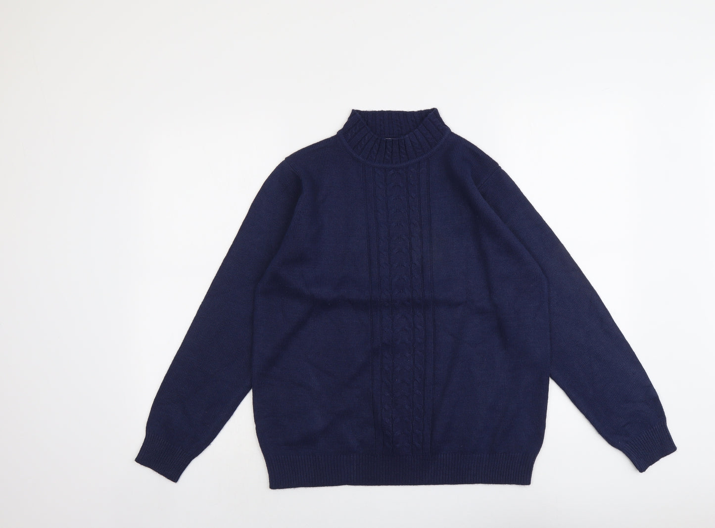 EWM Womens Blue High Neck Acrylic Pullover Jumper Size 14