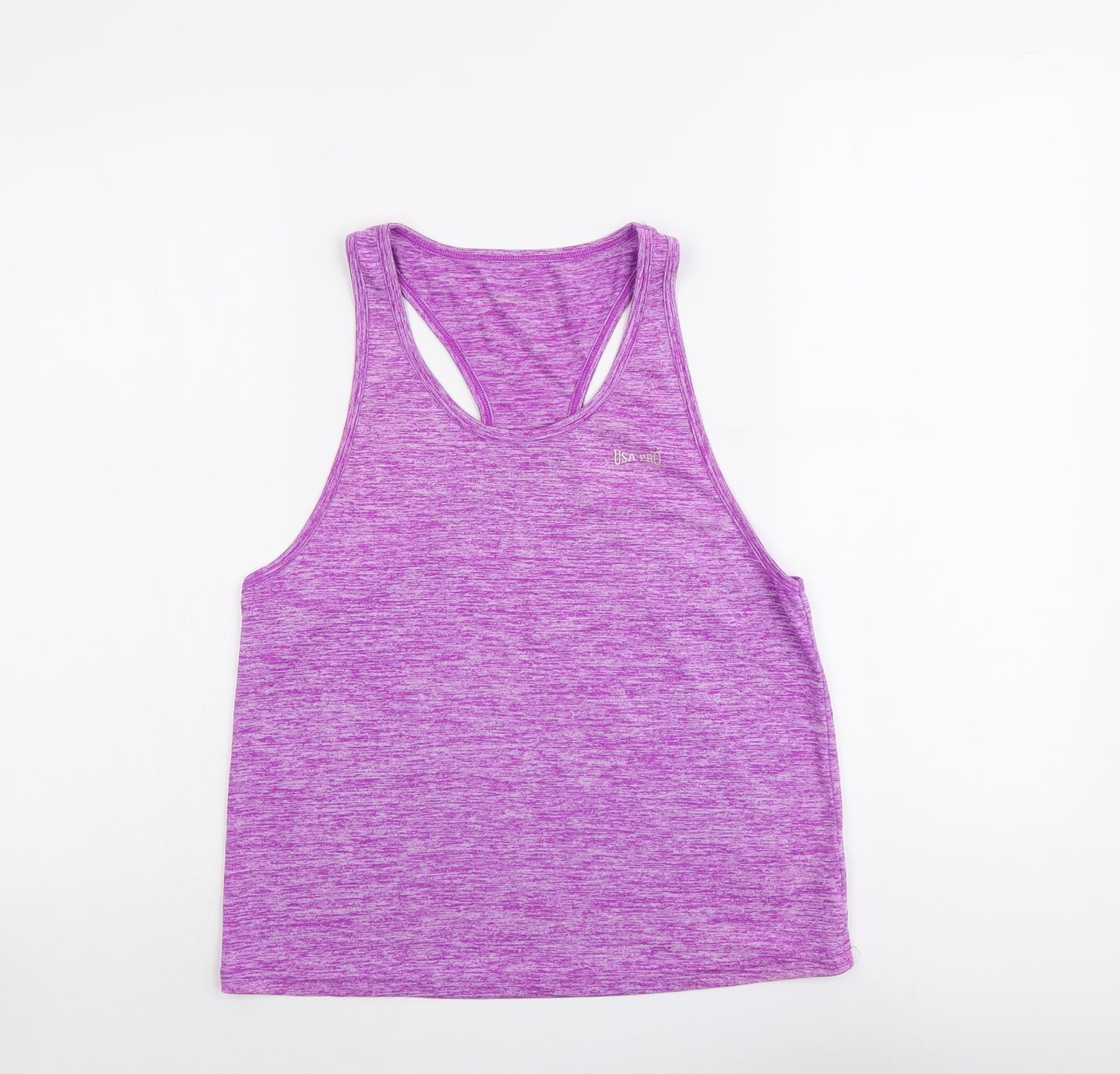 USA Pro Womens Purple Geometric Polyester Basic Tank Size 10 Round Neck Pullover