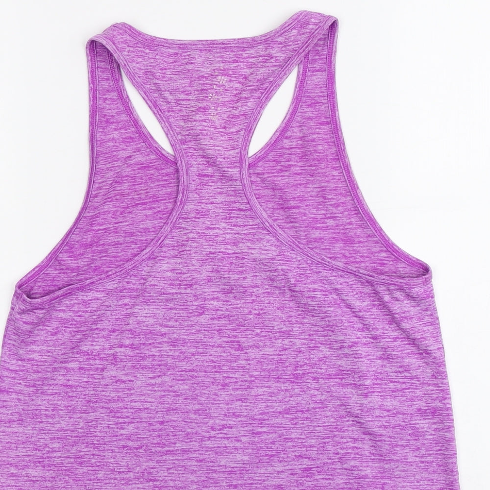 USA Pro Womens Purple Geometric Polyester Basic Tank Size 10 Round Neck Pullover