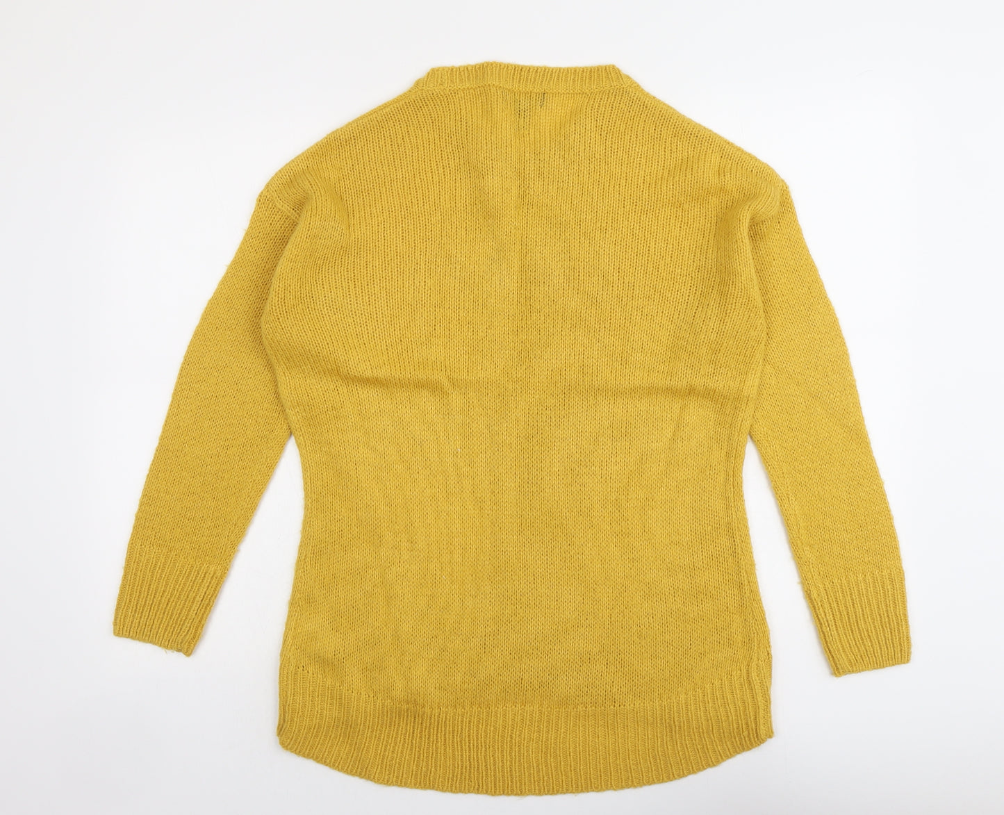 New Look Womens Yellow Round Neck Acrylic Pullover Jumper Size M