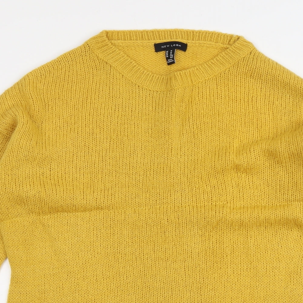 New Look Womens Yellow Round Neck Acrylic Pullover Jumper Size M