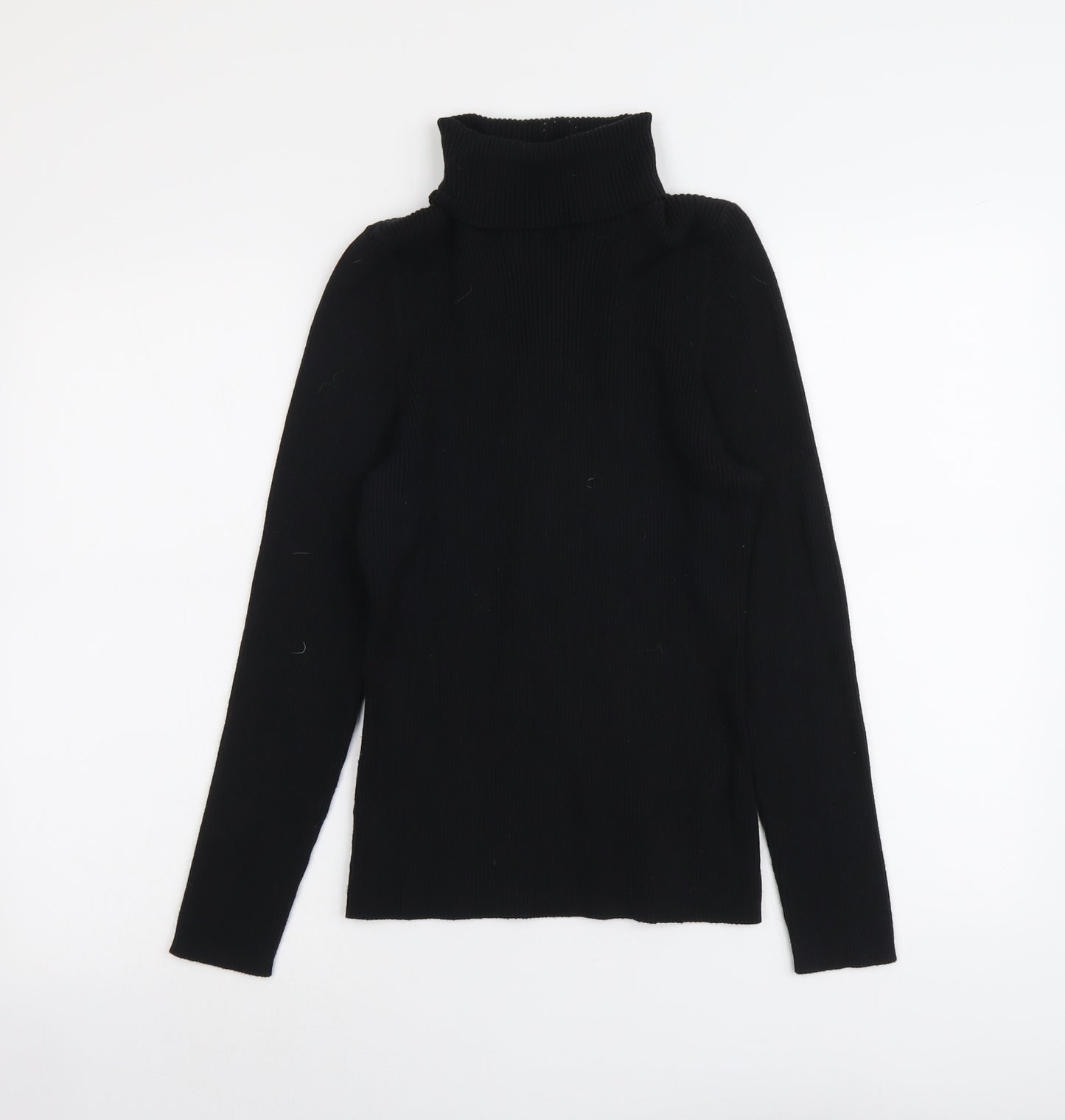 NEXT Womens Black Roll Neck Cotton Pullover Jumper Size 14