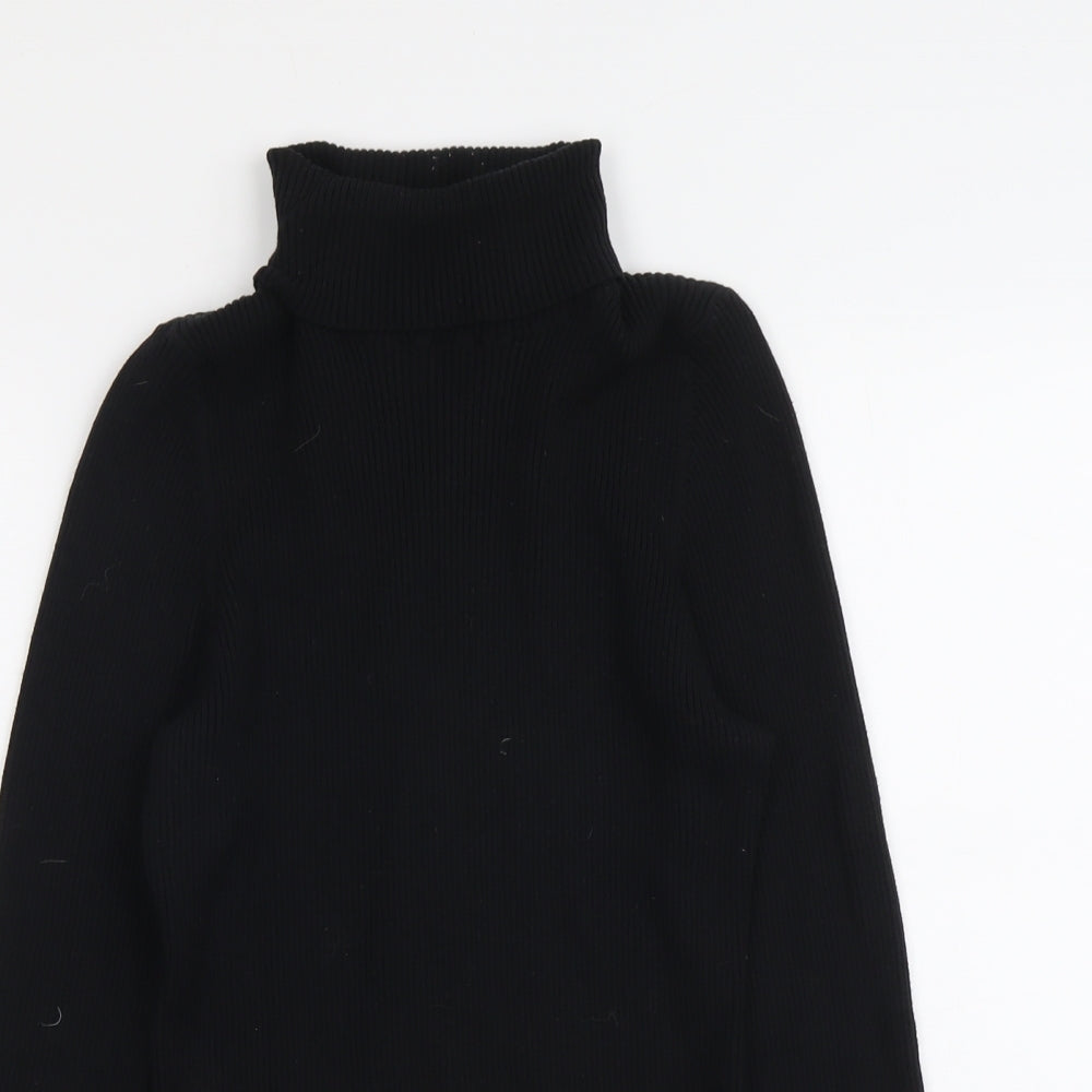 NEXT Womens Black Roll Neck Cotton Pullover Jumper Size 14