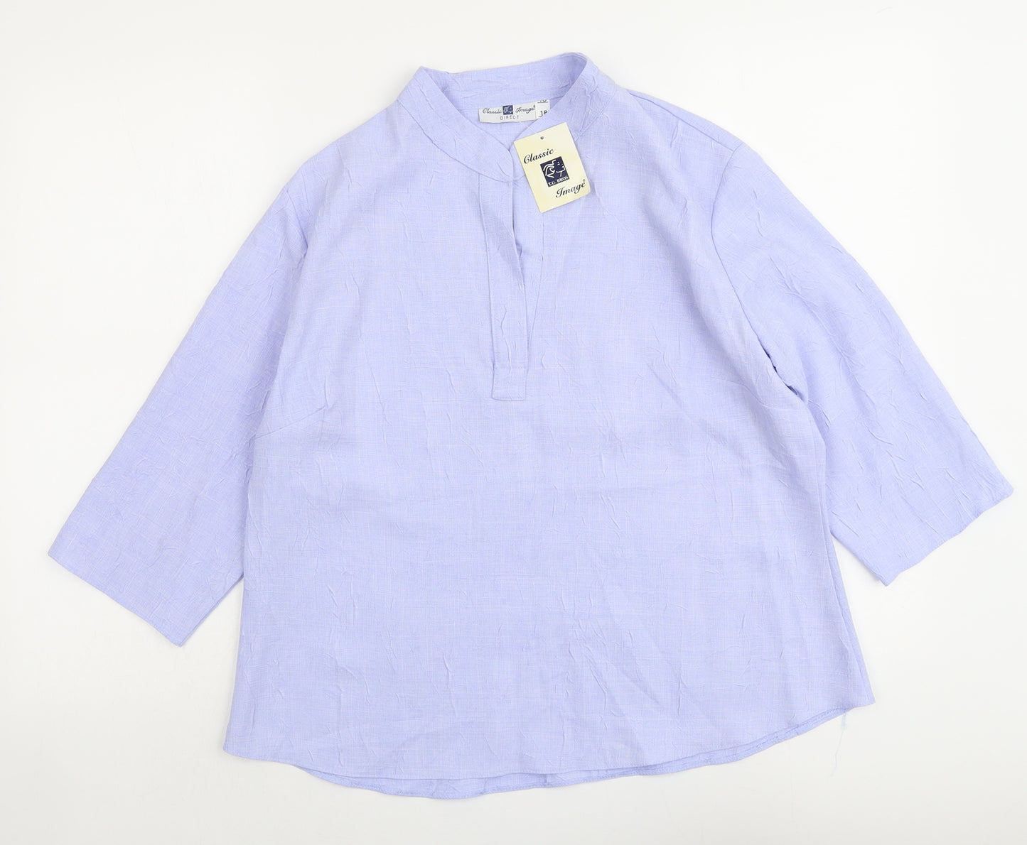 Classic Image Womens Blue Polyester Basic Blouse Size 18 Round Neck
