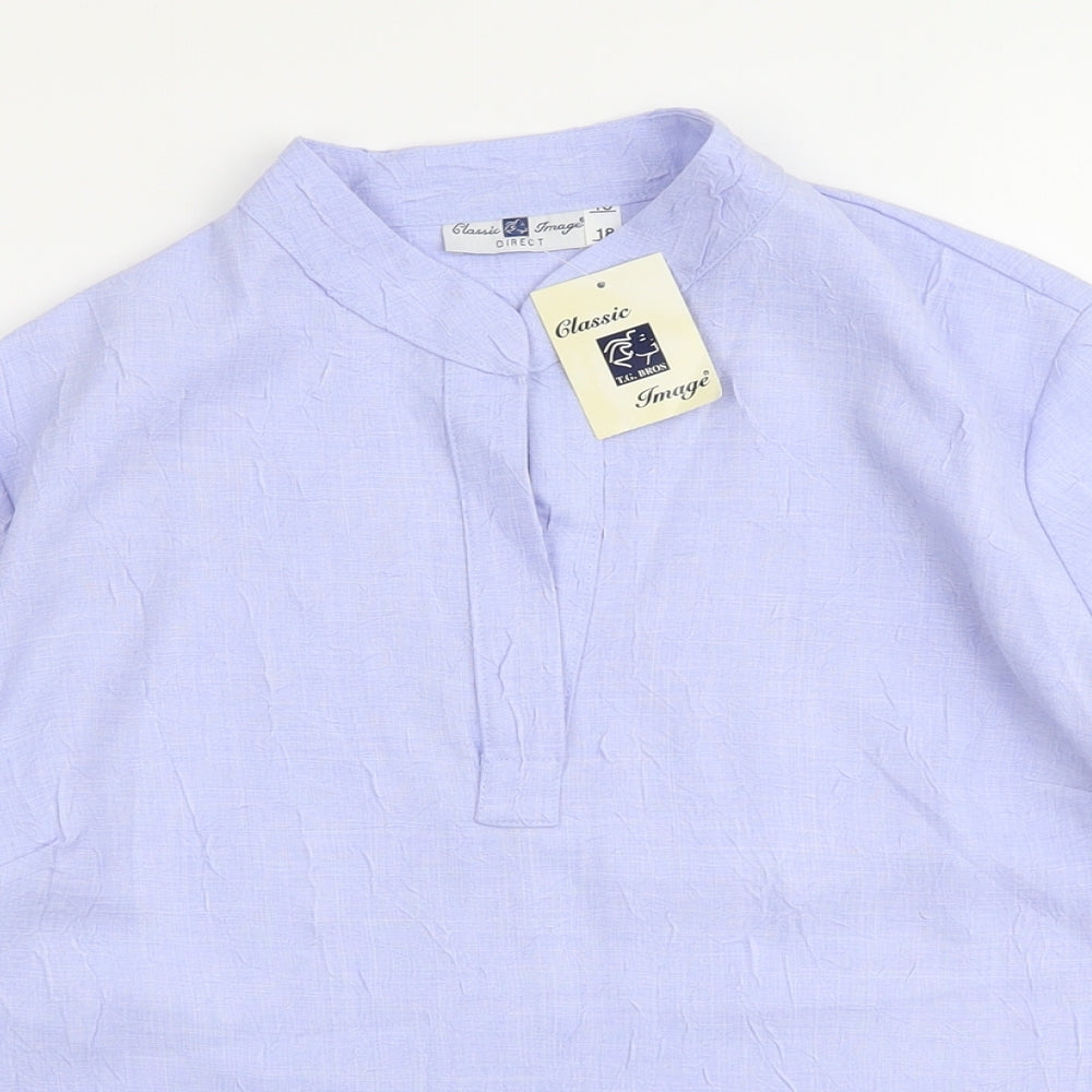 Classic Image Womens Blue Polyester Basic Blouse Size 18 Round Neck