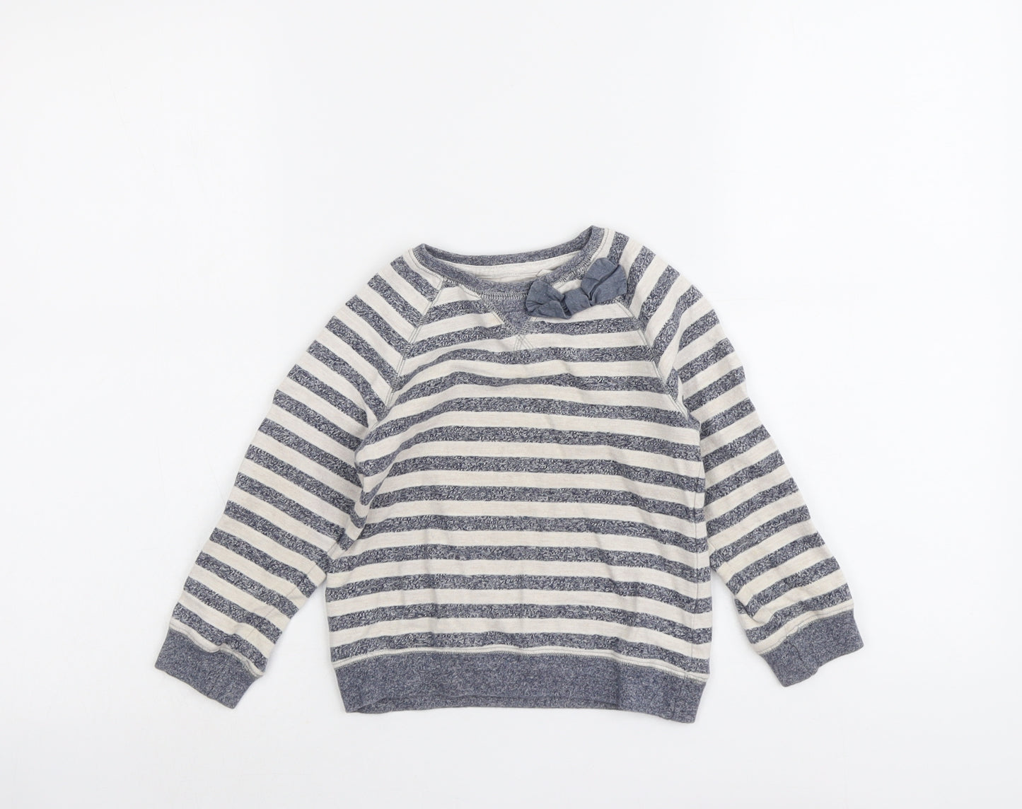NEXT Girls Blue Striped Cotton Pullover Sweatshirt Size 2-3 Years Pullover