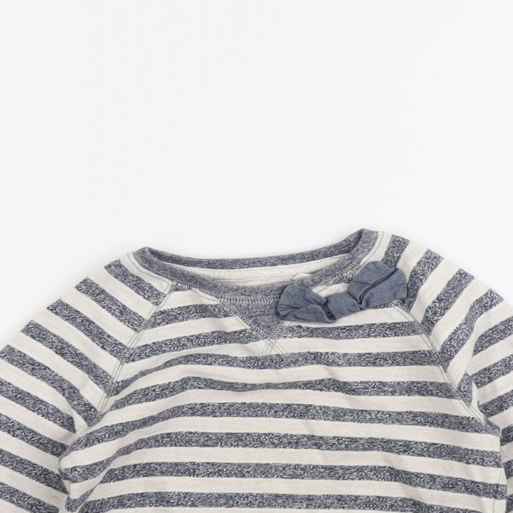 NEXT Girls Blue Striped Cotton Pullover Sweatshirt Size 2-3 Years Pullover