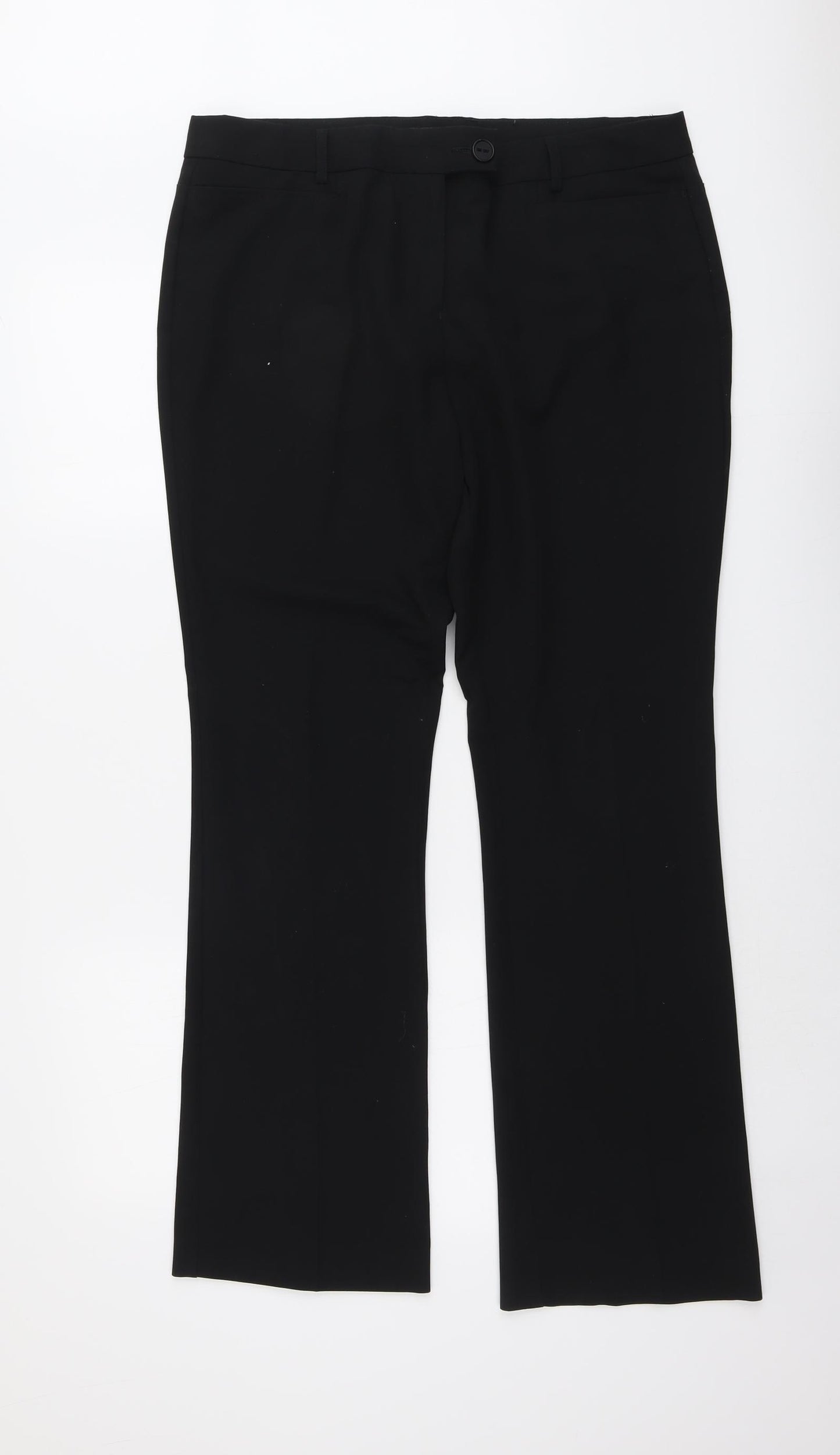 NEXT Womens Black Polyester Trousers Size 14 L31 in Regular Button