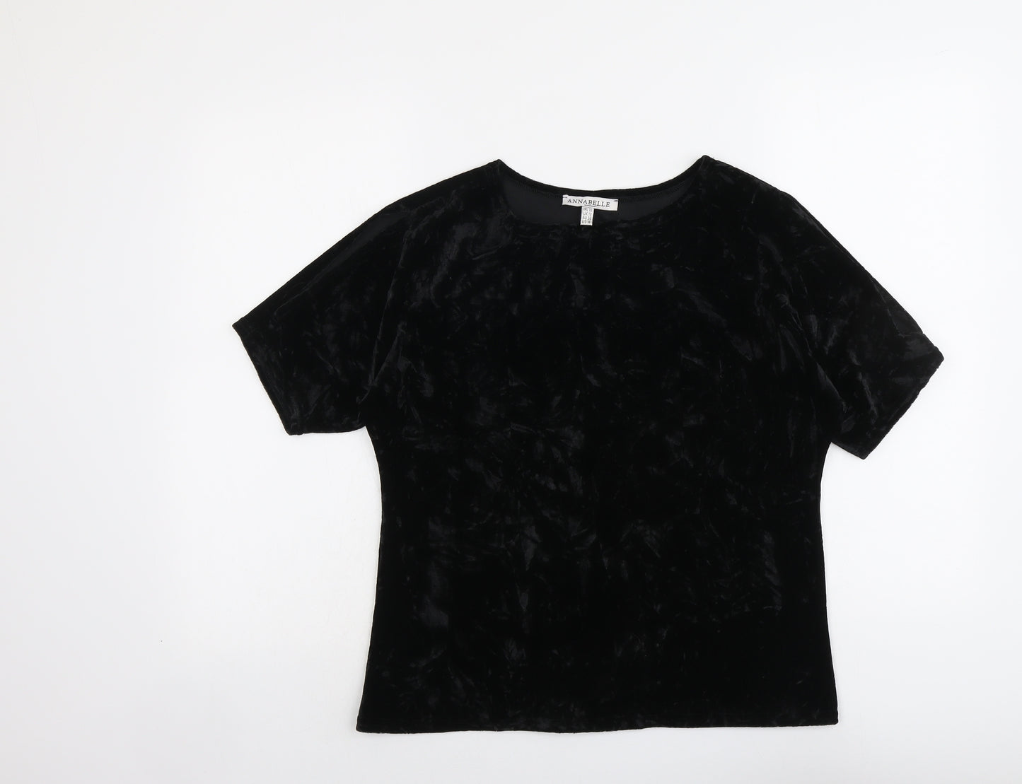 Annabelle Womens Black Polyester Basic T-Shirt Size 10 Round Neck