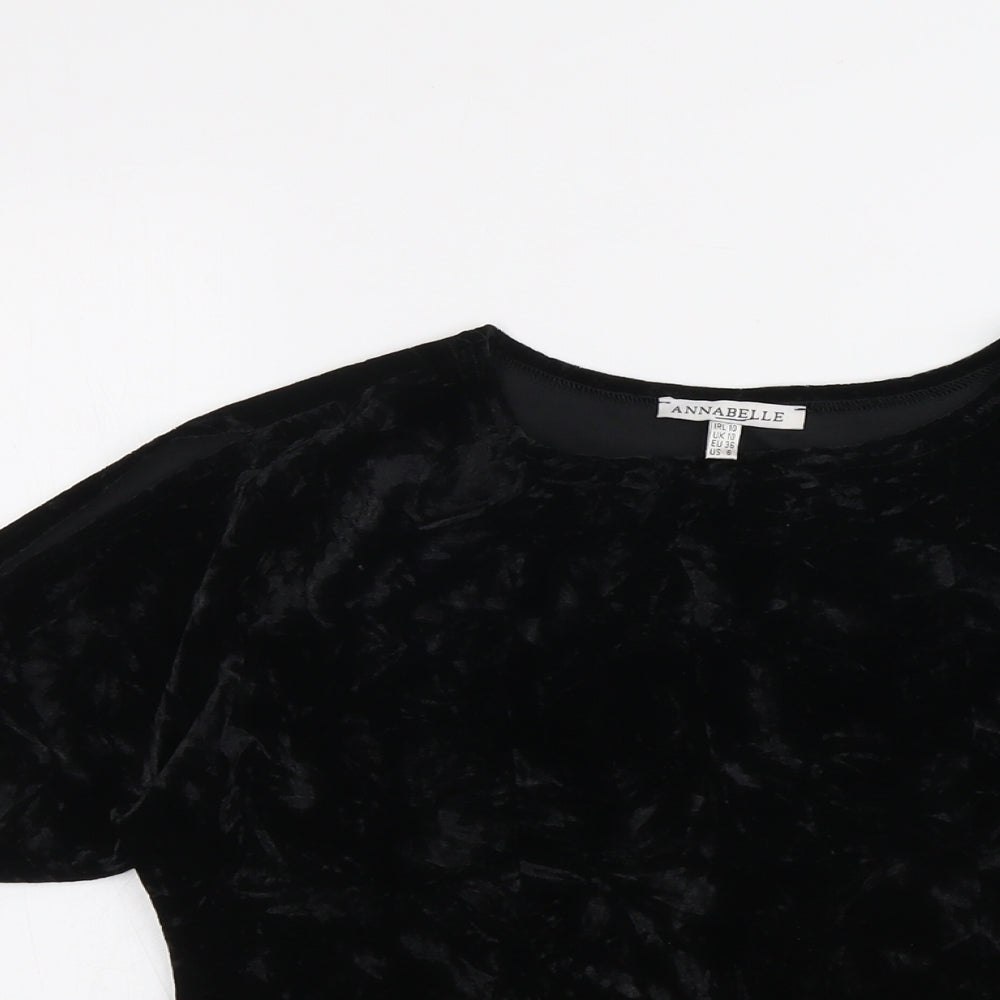 Annabelle Womens Black Polyester Basic T-Shirt Size 10 Round Neck