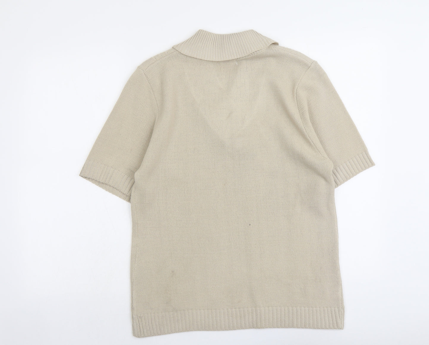 Glimpse Womens Beige V-Neck Acrylic Pullover Jumper Size M