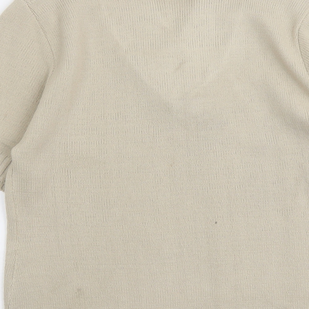 Glimpse Womens Beige V-Neck Acrylic Pullover Jumper Size M
