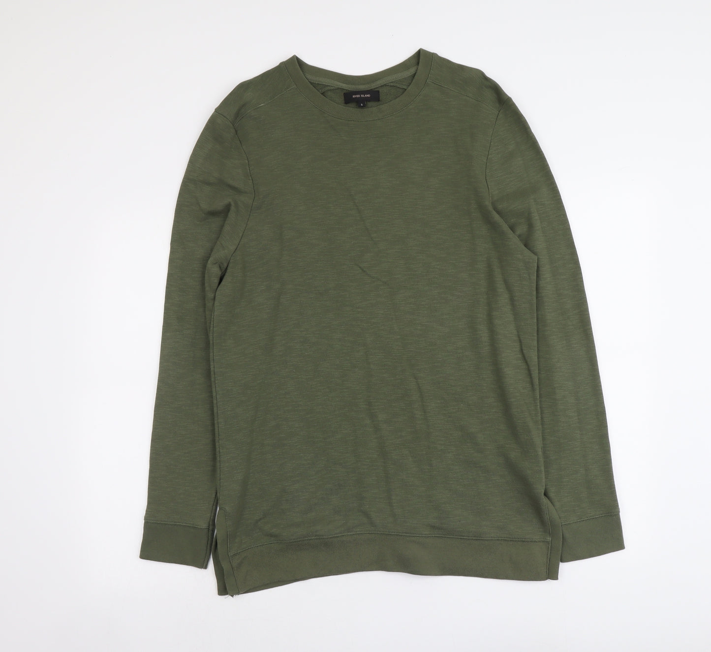 River Island Mens Green Cotton Pullover Sweatshirt Size S