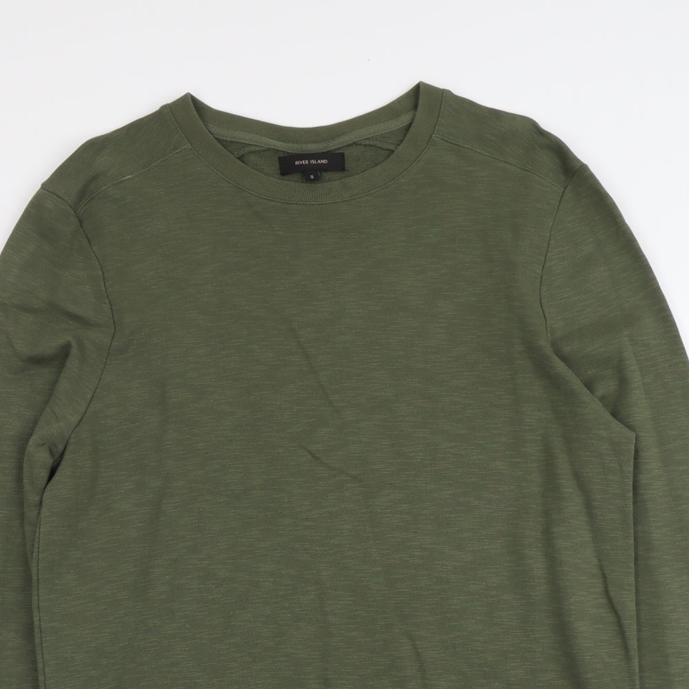 River Island Mens Green Cotton Pullover Sweatshirt Size S