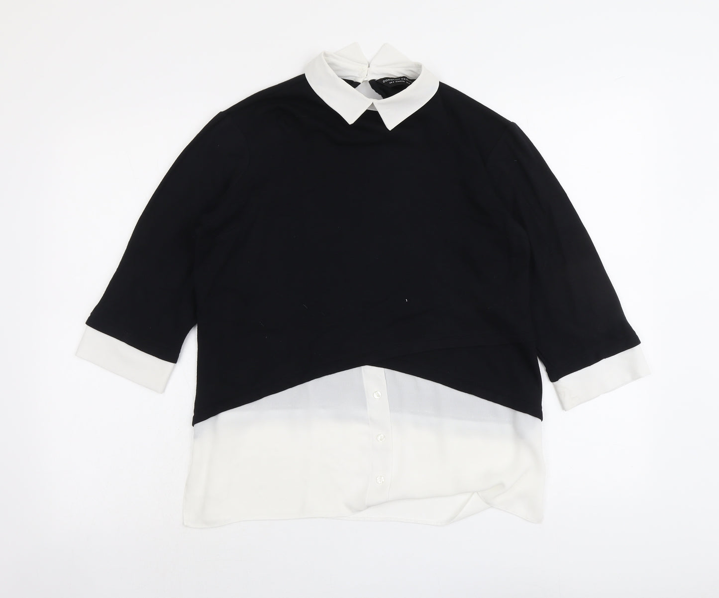 Dorothy Perkins Womens Black Viscose Basic Blouse Size 10 Collared