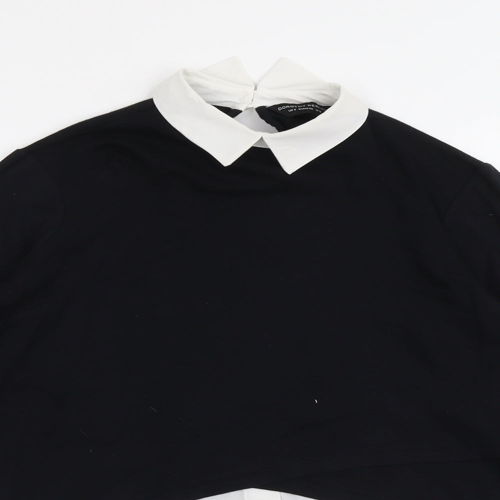 Dorothy Perkins Womens Black Viscose Basic Blouse Size 10 Collared