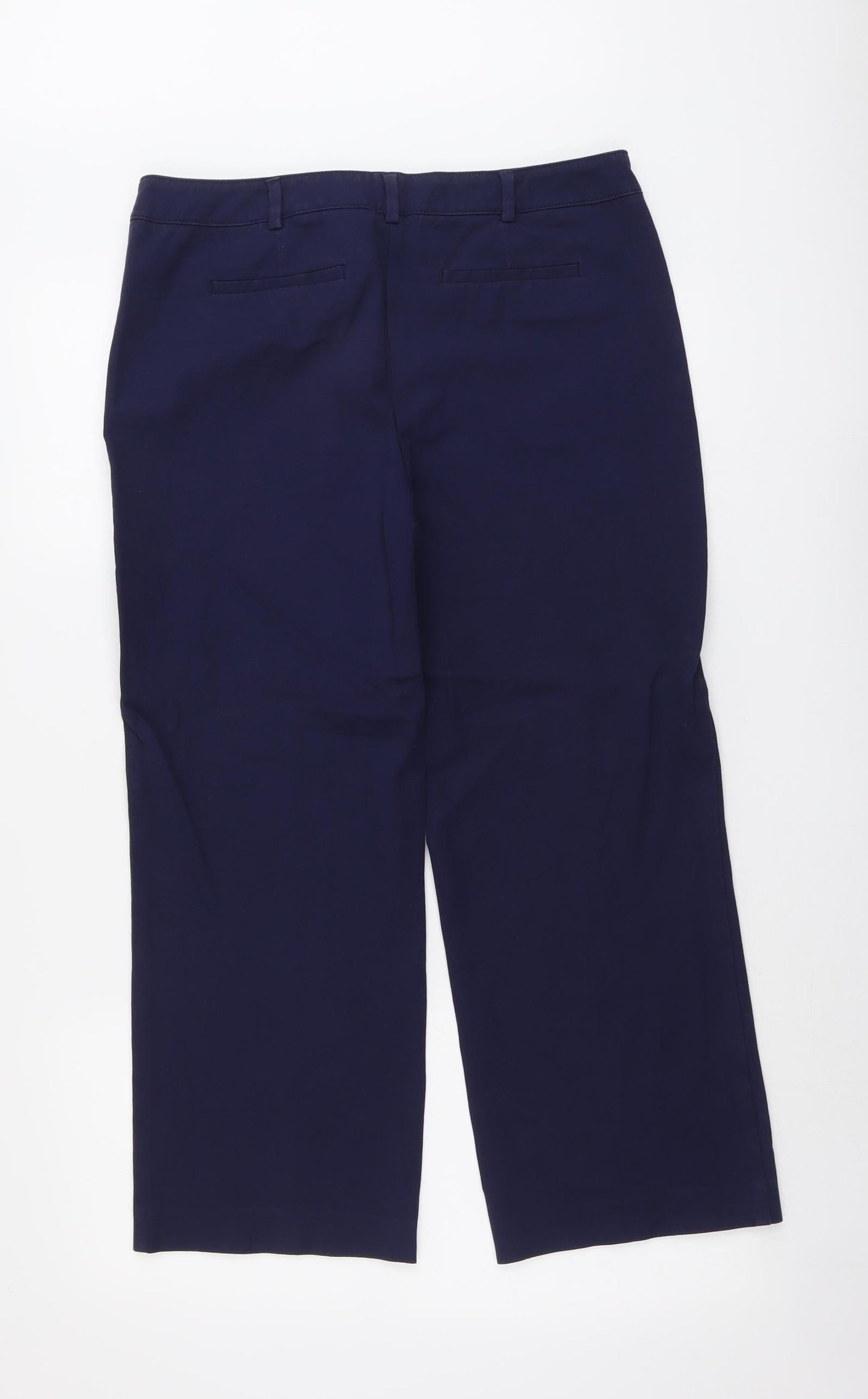NEXT Womens Blue Cotton Trousers Size 12 L25 in Slim Button