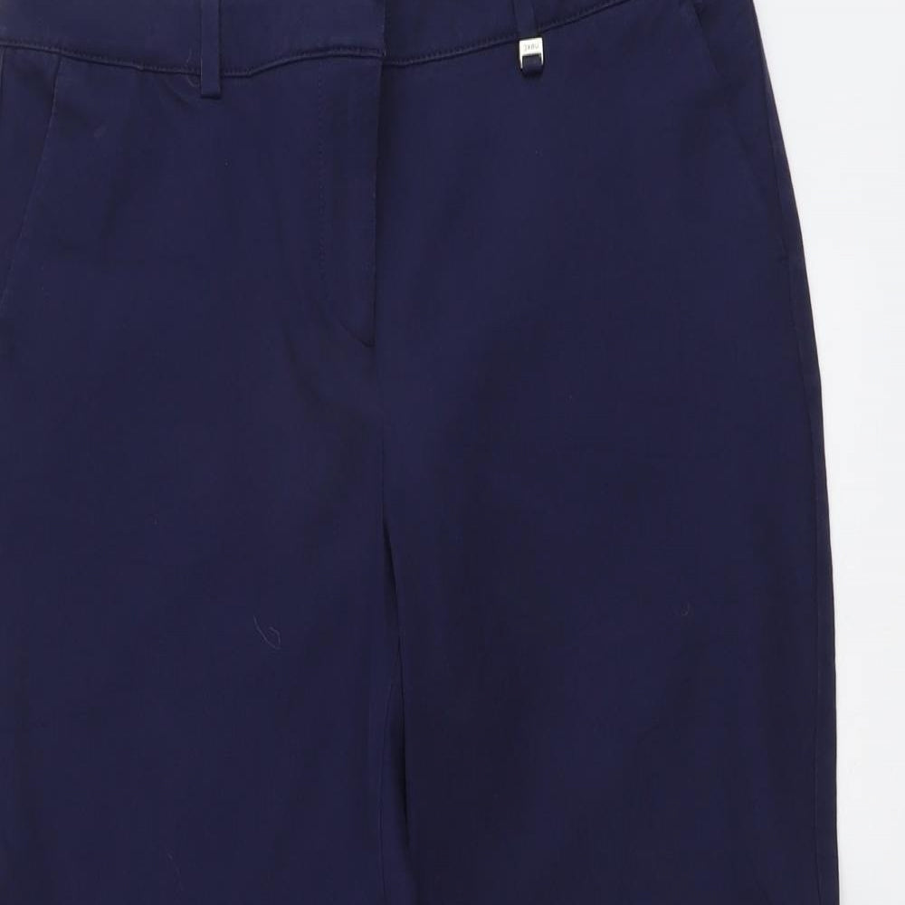 NEXT Womens Blue Cotton Trousers Size 12 L25 in Slim Button