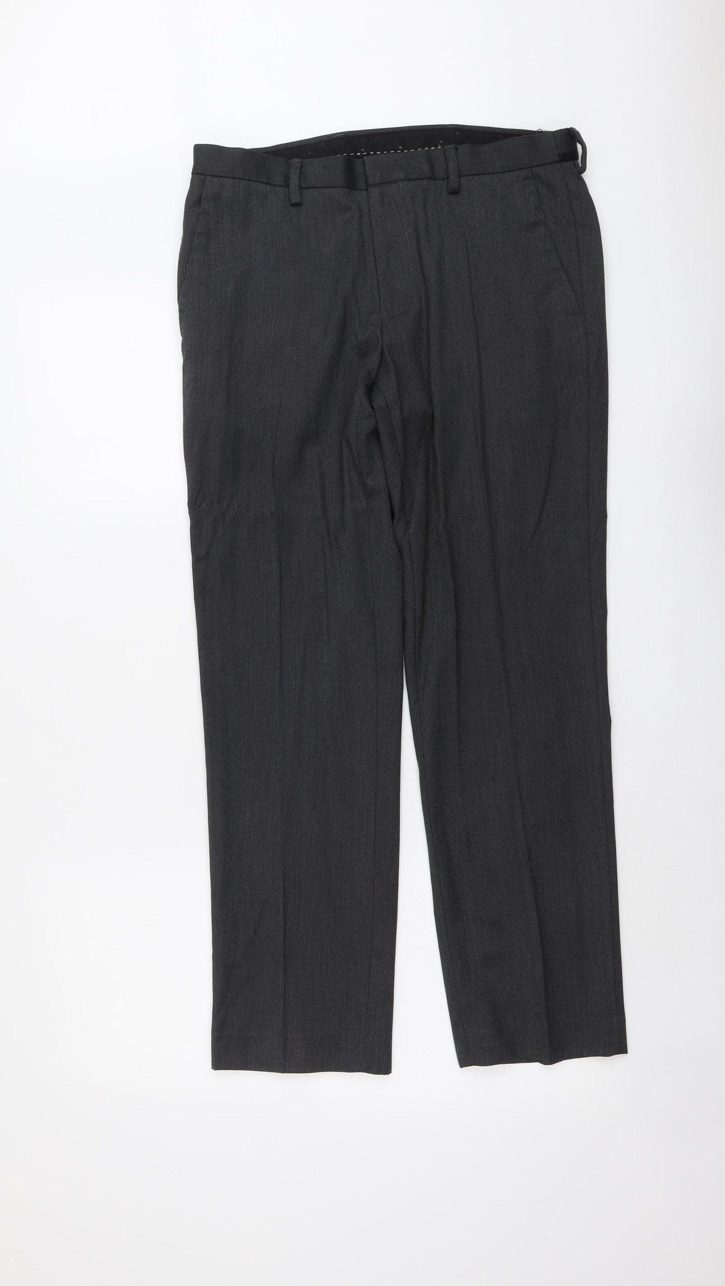 Burton Mens Grey Polyester Dress Pants Trousers Size 32 in L29 in Slim Button