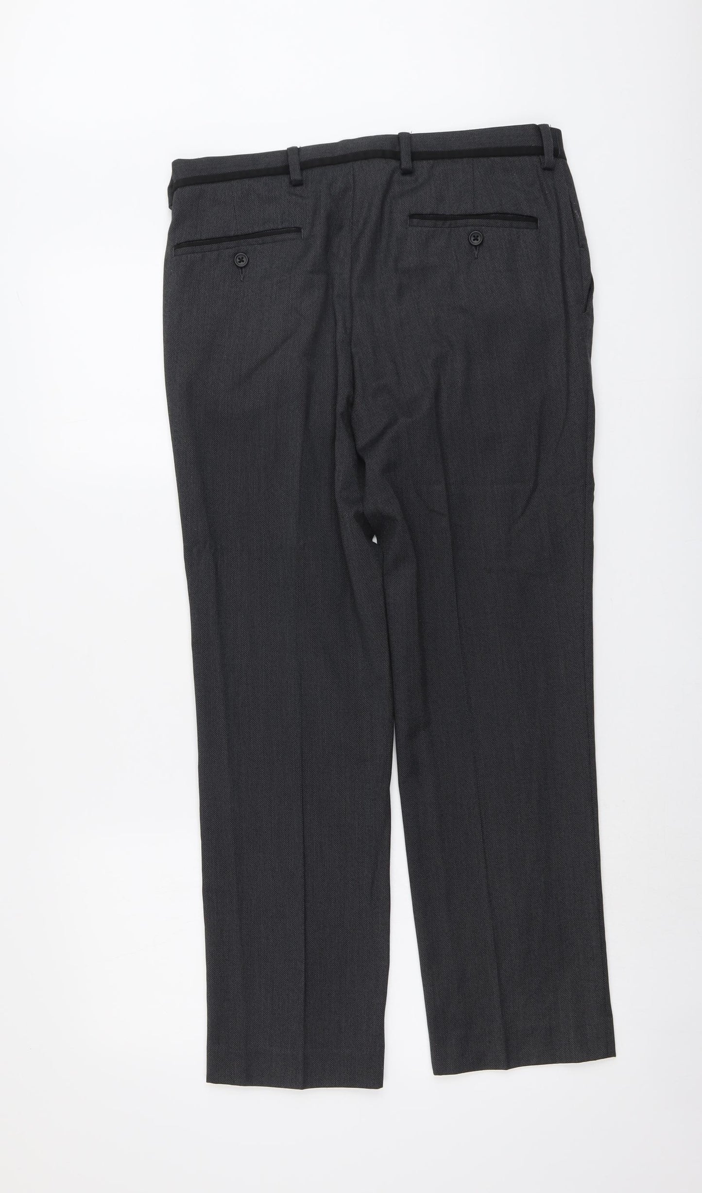 Burton Mens Grey Polyester Dress Pants Trousers Size 32 in L29 in Slim Button