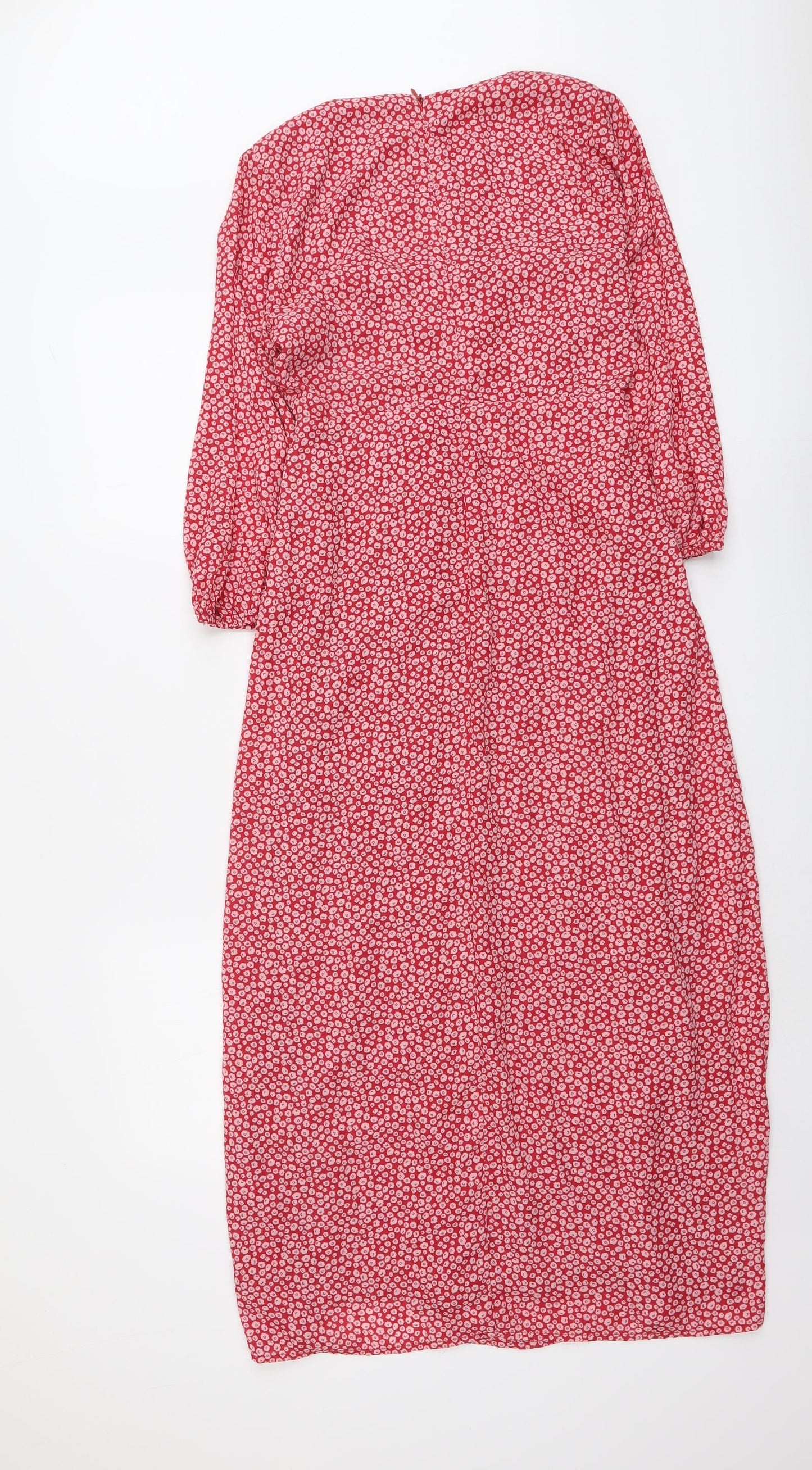 Fashion Union Womens Red Floral Polyester Maxi Size 8 V-Neck Zip