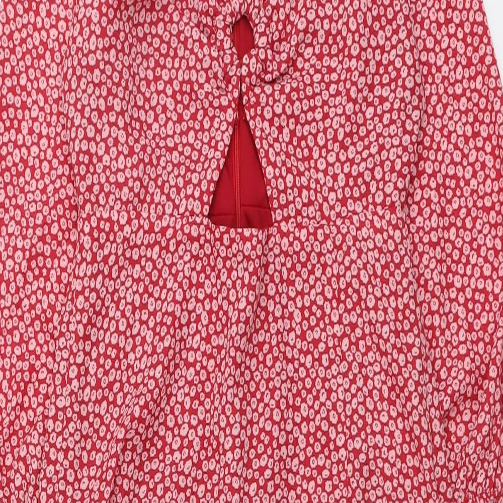 Fashion Union Womens Red Floral Polyester Maxi Size 8 V-Neck Zip