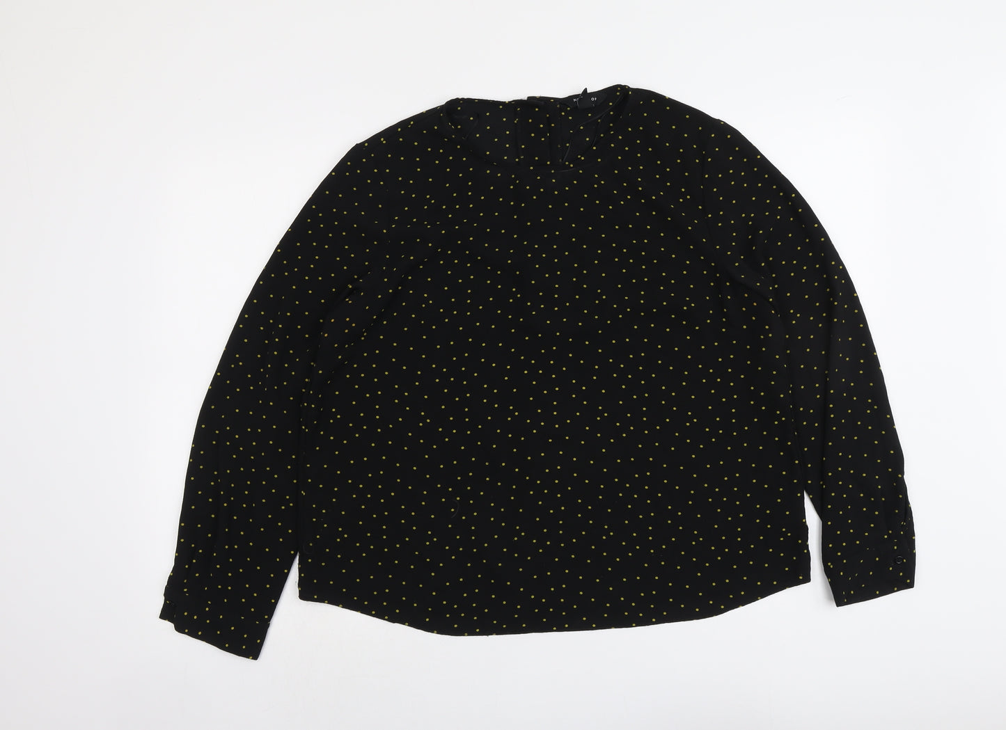 New Look Womens Black Polka Dot Polyester Basic Blouse Size 18 Round Neck