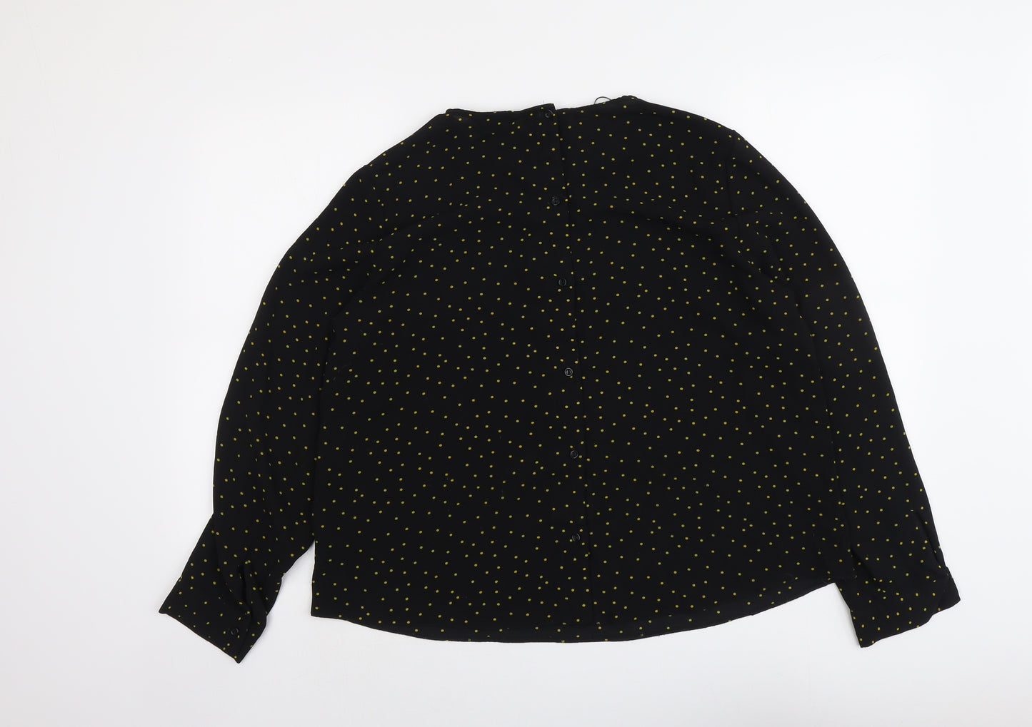New Look Womens Black Polka Dot Polyester Basic Blouse Size 18 Round Neck