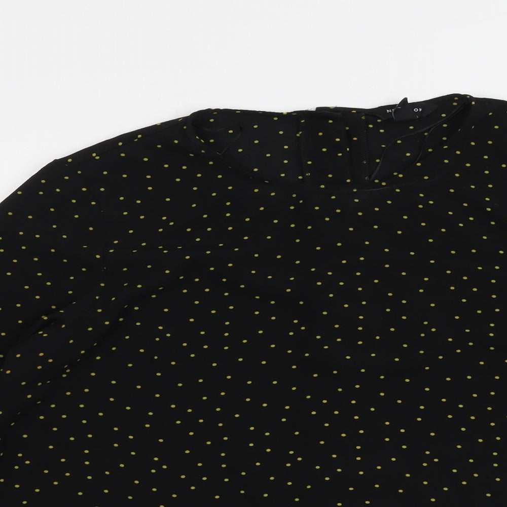New Look Womens Black Polka Dot Polyester Basic Blouse Size 18 Round Neck