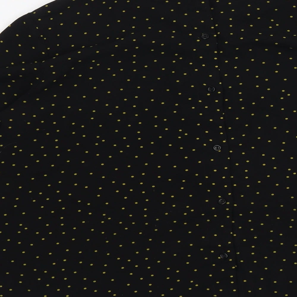 New Look Womens Black Polka Dot Polyester Basic Blouse Size 18 Round Neck